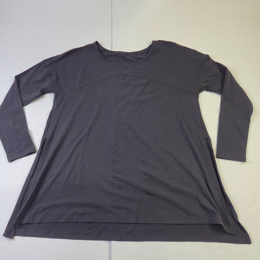 Lululemon Shirt Womens XL Gray/Black Long Sleeve Scoop Neck Relaxed Yoga Pockets